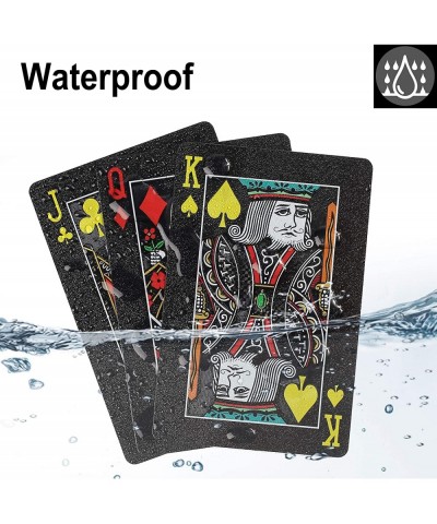 Plastic Playing Cards 2 Decks - Cool Black Poker Cards with Plastic Cases Waterproof Bridge Size Standard Index for Magic Tri...