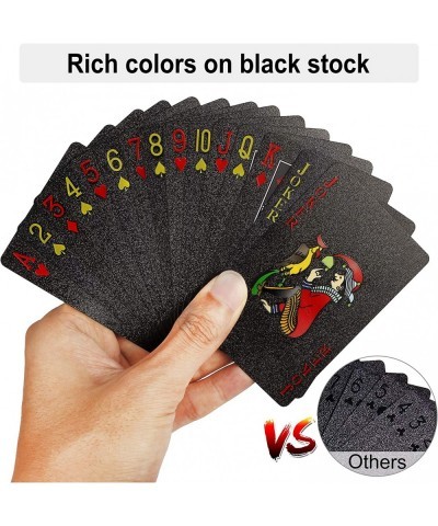 Plastic Playing Cards 2 Decks - Cool Black Poker Cards with Plastic Cases Waterproof Bridge Size Standard Index for Magic Tri...