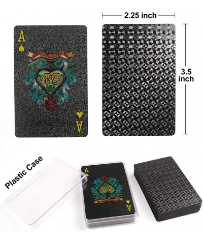 Plastic Playing Cards 2 Decks - Cool Black Poker Cards with Plastic Cases Waterproof Bridge Size Standard Index for Magic Tri...