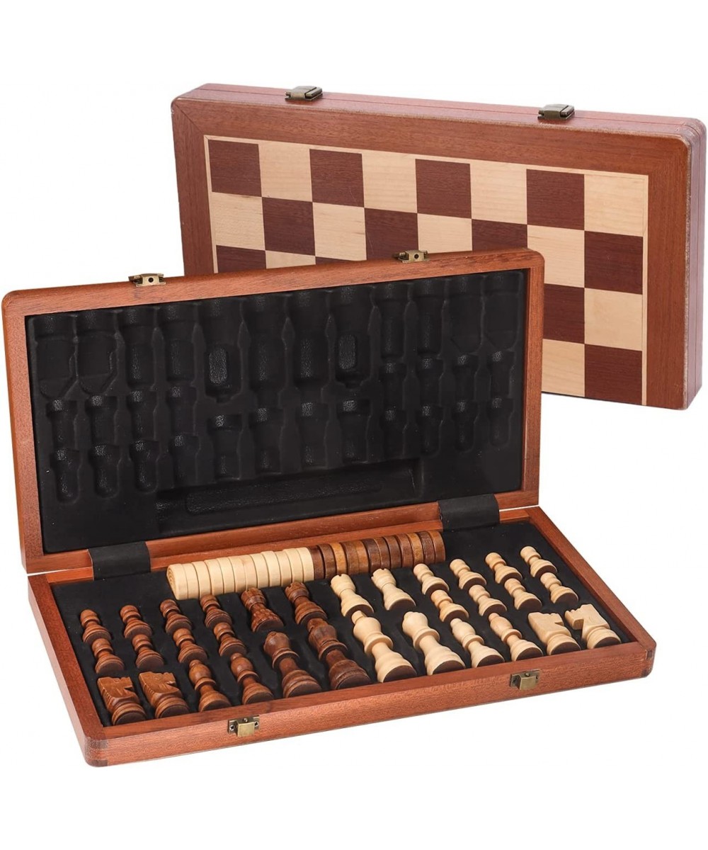 GSE 15" Large Wooden Folding 2-in-1 Chess and Checkers Board Game Combo Set with Chess Storage Slots Drawer (Folding Chess & ...