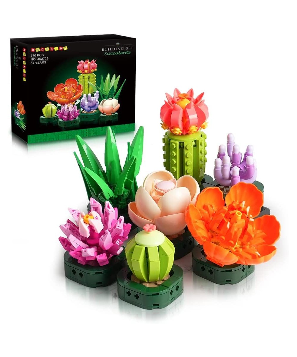 Succulents Plants Building Set - 7 Colorful Succulent Botanical Collection Display Set for Adults | Unique Flower Decor Ideas...