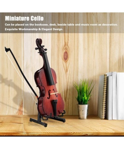 Wooden Cello Model 14cm Dollhouse Musical Instrument Model Miniature Cello Gift Doll Cello Ornaments for Craft Home Gifts Orn...