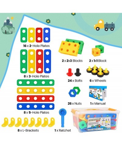 STEM Building Toys 101 PCS Engineering Building Toys with Storage Box Kids Educational Interlocking Building Set Building Toy...