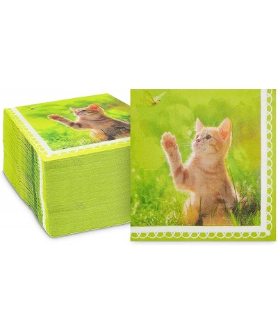 Kitten Paper Napkins for Girl's Birthday Party Supplies(Green 6.5 In 150 Pack) $18.33 Kids' Party Tableware