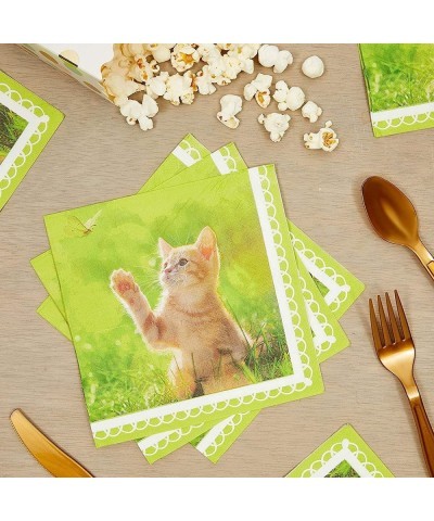 Kitten Paper Napkins for Girl's Birthday Party Supplies(Green 6.5 In 150 Pack) $18.33 Kids' Party Tableware