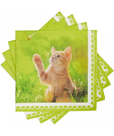 Kitten Paper Napkins for Girl's Birthday Party Supplies(Green 6.5 In 150 Pack) $18.33 Kids' Party Tableware