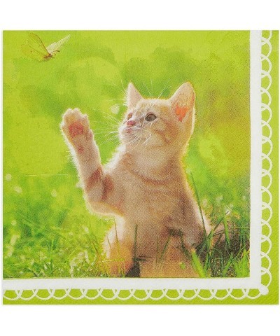 Kitten Paper Napkins for Girl's Birthday Party Supplies(Green 6.5 In 150 Pack) $18.33 Kids' Party Tableware