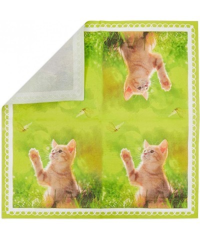 Kitten Paper Napkins for Girl's Birthday Party Supplies(Green 6.5 In 150 Pack) $18.33 Kids' Party Tableware