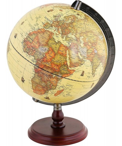 Antique Globe 10" / 25 cm Diameter with A Wood Base Vintage Decorative Political Desktop World - Rotating Full Earth Geograph...