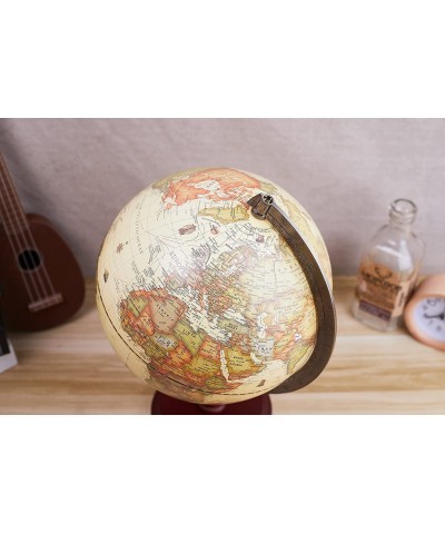 Antique Globe 10" / 25 cm Diameter with A Wood Base Vintage Decorative Political Desktop World - Rotating Full Earth Geograph...