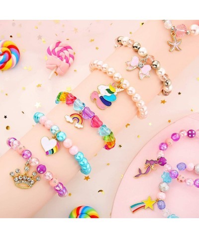 15 Pieces Colorful Unicorn Bracelets Rainbow Beaded Bracelets Heart Bow Beaded Bracelet for Girls Boys Kids Toddler Birthday ...