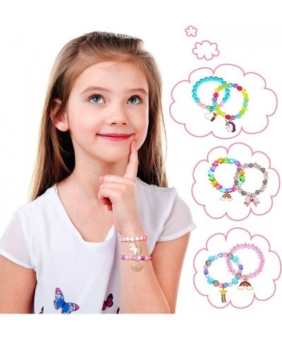 15 Pieces Colorful Unicorn Bracelets Rainbow Beaded Bracelets Heart Bow Beaded Bracelet for Girls Boys Kids Toddler Birthday ...