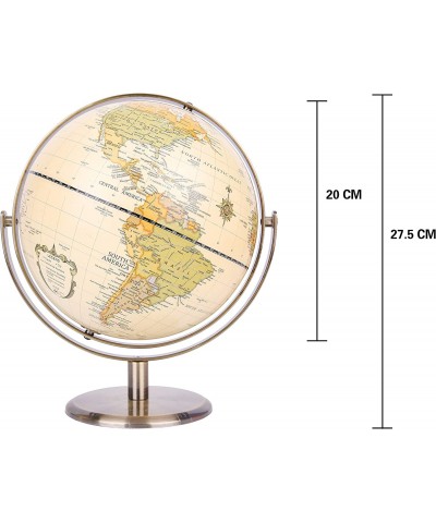 8" / 20cm World Globe Antique Globe Metal Arc and Base Bronzed Color - All Direction 360° Rotating - Educational/Geographic/M...