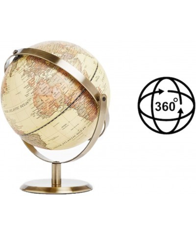 8" / 20cm World Globe Antique Globe Metal Arc and Base Bronzed Color - All Direction 360° Rotating - Educational/Geographic/M...