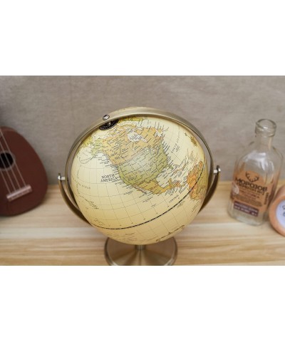 8" / 20cm World Globe Antique Globe Metal Arc and Base Bronzed Color - All Direction 360° Rotating - Educational/Geographic/M...