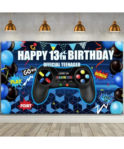 Happy 13th Birthday Video Game Backdrop Banner Level 13 Up Birthday Background with Game Controller Print Gaming Theme for Ph...