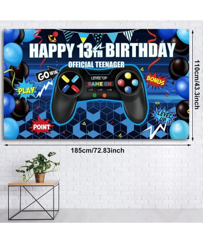 Happy 13th Birthday Video Game Backdrop Banner Level 13 Up Birthday Background with Game Controller Print Gaming Theme for Ph...