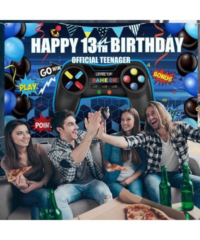 Happy 13th Birthday Video Game Backdrop Banner Level 13 Up Birthday Background with Game Controller Print Gaming Theme for Ph...