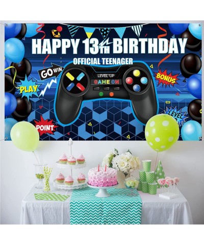 Happy 13th Birthday Video Game Backdrop Banner Level 13 Up Birthday Background with Game Controller Print Gaming Theme for Ph...