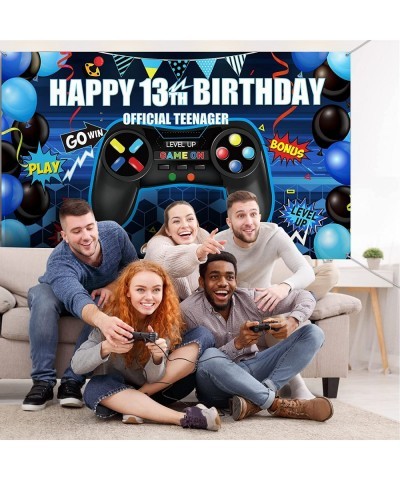 Happy 13th Birthday Video Game Backdrop Banner Level 13 Up Birthday Background with Game Controller Print Gaming Theme for Ph...