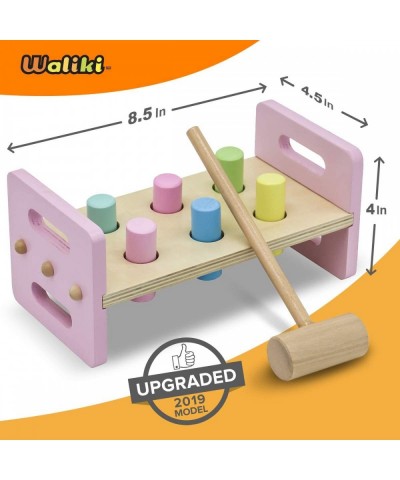 Pounding Bench with Hammer Wood Shape Sorter Box Rainbow Stacker Pastel Colors Complete Set (3 Wooden Toys Bundle) $69.38 Ear...