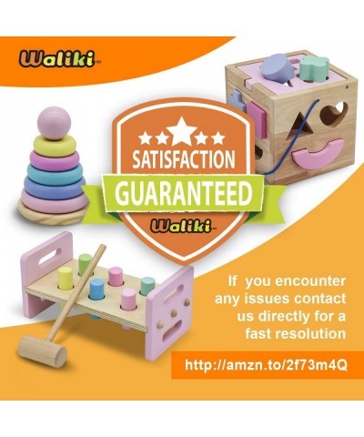 Pounding Bench with Hammer Wood Shape Sorter Box Rainbow Stacker Pastel Colors Complete Set (3 Wooden Toys Bundle) $69.38 Ear...