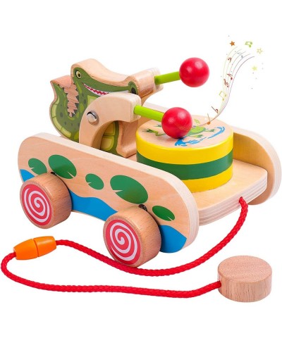 Pull Along Toys for Toddler 1 Year Old Crocodile Beating Drum Hand Push Car Pull Wooden Toys for Baby Boys Girls $27.74 Early...