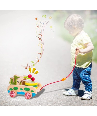 Pull Along Toys for Toddler 1 Year Old Crocodile Beating Drum Hand Push Car Pull Wooden Toys for Baby Boys Girls $27.74 Early...