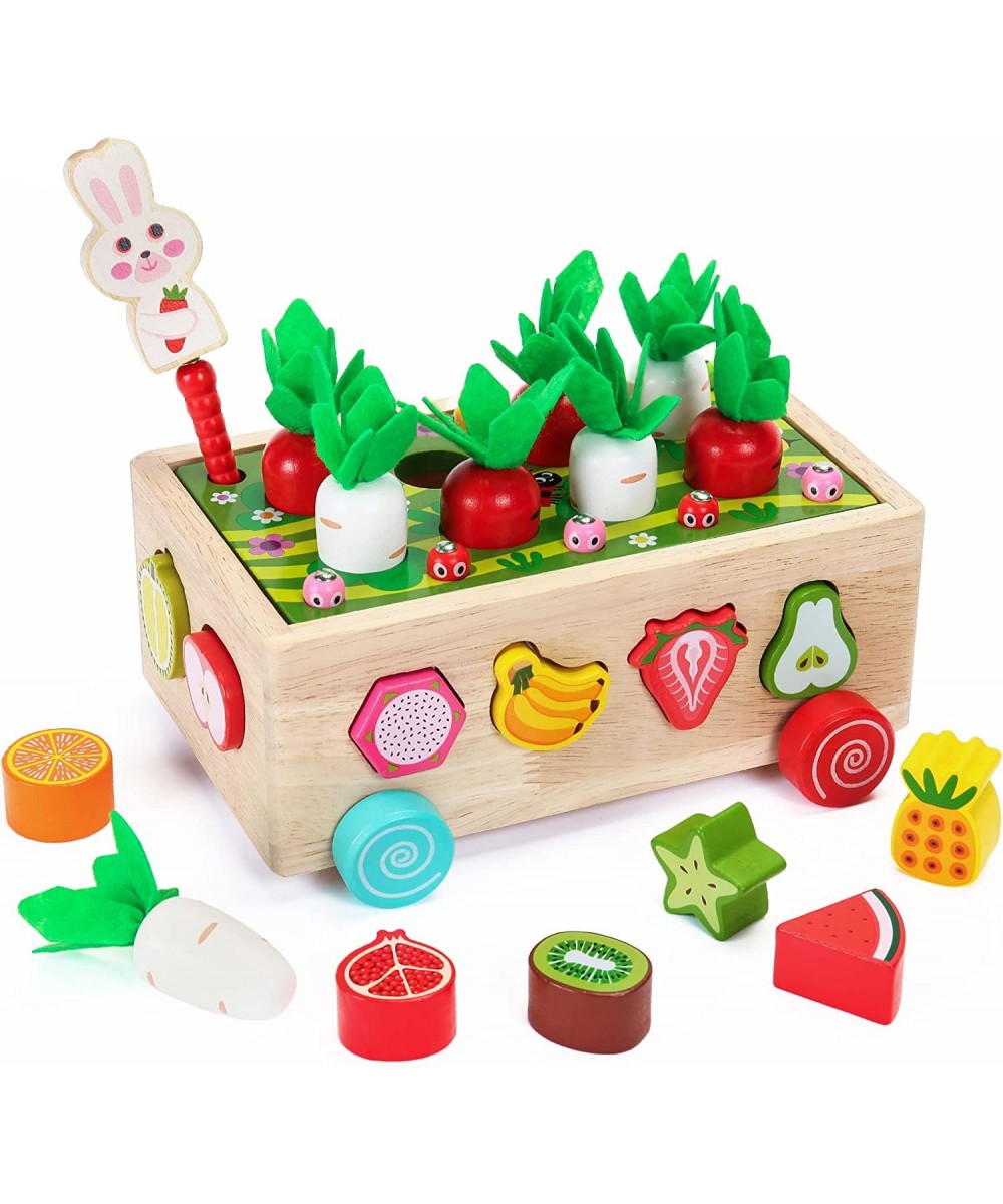 Montessori Toys for Toddlers Wooden Carrot Pulling Baby Toy Learning & Educational Shape Sorter for Fine Motor Skills Birthda...