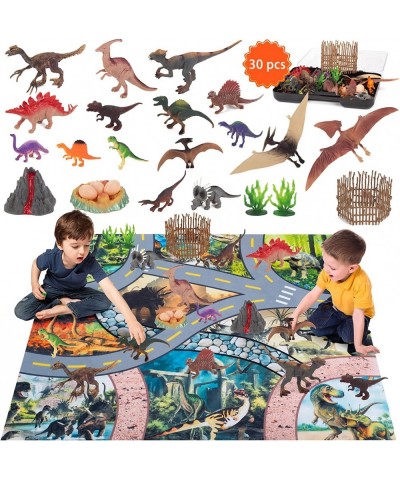 30pcs Dinosaur Toys for Kids 3-5 5-7 with Activity Play Mat Volcano and Nest Educational Plastic Jurassic World Dinosaur Play...