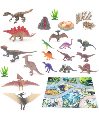 30pcs Dinosaur Toys for Kids 3-5 5-7 with Activity Play Mat Volcano and Nest Educational Plastic Jurassic World Dinosaur Play...