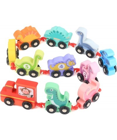 11PCS Wooden Dinosaur Trains Toys with Number Educational Number Trains Toys Learning Calculation Block Toys Handheld Balance...