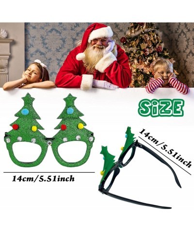 12 Pcs Christmas Glitter Party Glasses Decoration Costume Eyeglasses Frame Creative Funny Eyewear Snowman Glasses Styles for ...