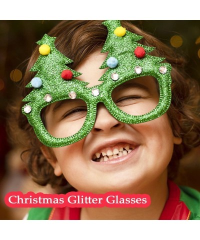 12 Pcs Christmas Glitter Party Glasses Decoration Costume Eyeglasses Frame Creative Funny Eyewear Snowman Glasses Styles for ...