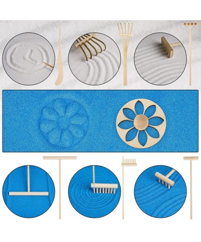 Japanese Sand Zen Garden Kit with Decorative White and Blue Sand Rock Rakes Mini Desk Accessories Meditation Relaxation Home ...