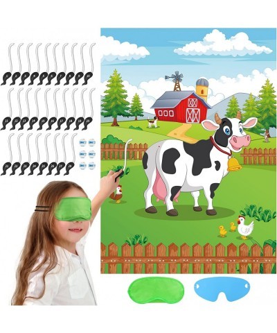 Pin The Tail on The Cow Cow Games with 28 Pcs Cow Tails for Kids Farm Birthday Party Supplies Cow Themed Party Favors Decorat...