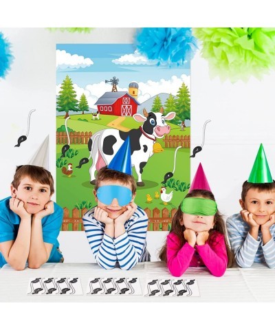 Pin The Tail on The Cow Cow Games with 28 Pcs Cow Tails for Kids Farm Birthday Party Supplies Cow Themed Party Favors Decorat...