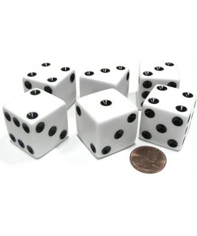 Set of 6 D6 25mm Large Opaque Jumbo Dice - White with Black Pip by Koplow Games $20.99 Game Accessories