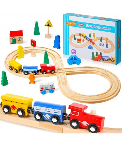 Train Set 33 Pieces Wooden Train Tracks and Trains Magnetic Trains Set Traintrack Set Construction Toy Train Sets for 3 Years...