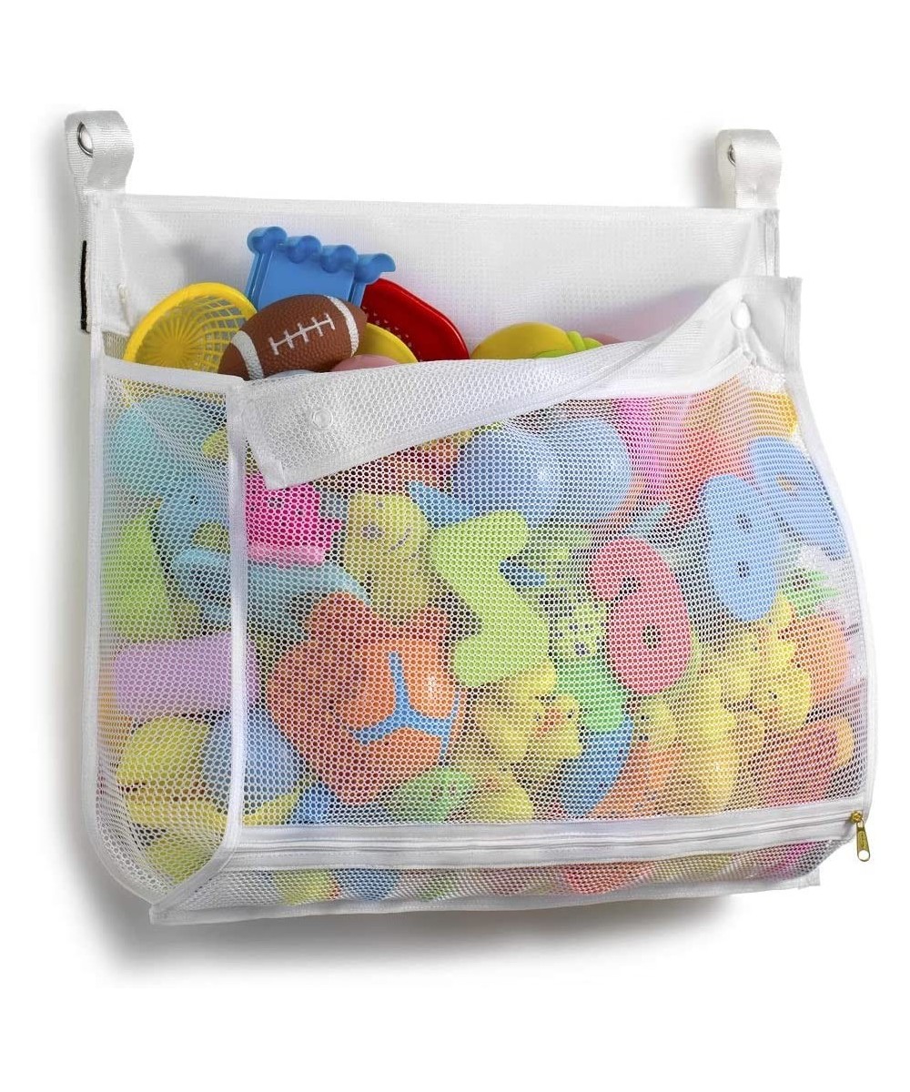 Clever Zippered Mesh Bath Toy Organizer Multiple Ways to Hang Extra Large Opening Bathroom Toy Holder Large Capacity Multi Us...