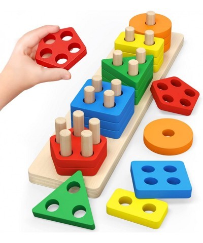 Montessori Toys for 1 to 3-Year-Old Boys Girls Toddlers Wooden Sorting & Stacking Toys for Toddlers and Kids Preschool Educat...