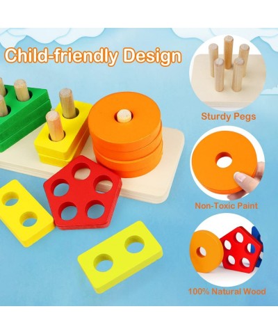 Montessori Toys for 1 to 3-Year-Old Boys Girls Toddlers Wooden Sorting & Stacking Toys for Toddlers and Kids Preschool Educat...