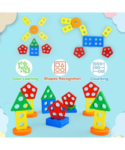 Montessori Toys for 1 to 3-Year-Old Boys Girls Toddlers Wooden Sorting & Stacking Toys for Toddlers and Kids Preschool Educat...