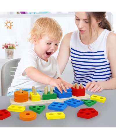 Montessori Toys for 1 to 3-Year-Old Boys Girls Toddlers Wooden Sorting & Stacking Toys for Toddlers and Kids Preschool Educat...