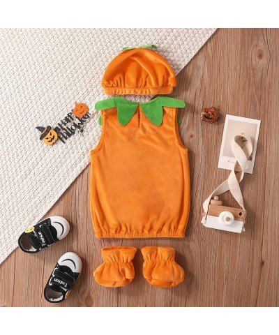 Toddler Baby Girl Boy Halloween Outfit Pumpkin Costumes Vest Romper Bodysuit Sleeveless Tank Top Winter Warm Coat+Hat+Shoes $...