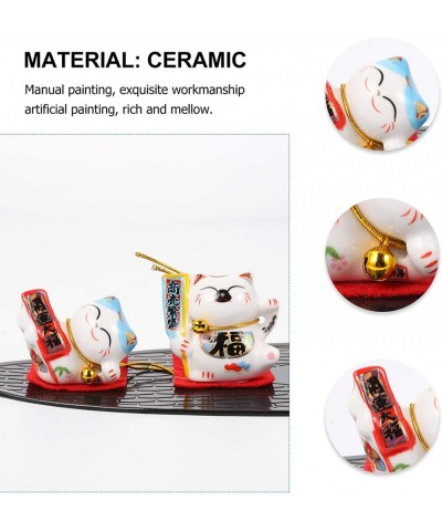 Mini Maneki Neko Lucky Cat Figurines Waving Arm Cats Miniarure Car Lucky Cats Decorations Dollhouse Miniature (Style 2) $42.7...