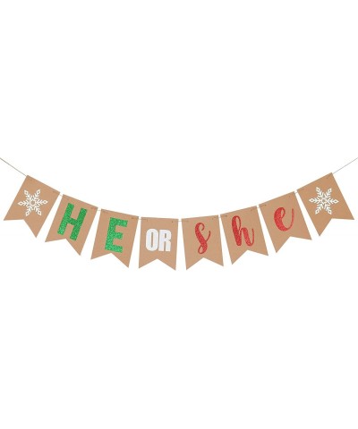 Glittery Christmas He Or She Banner- Christmas Gender Reveal Party Decorations Winter Christmas Baby Shower Party Decorations...