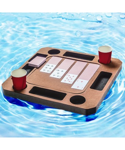 Floating Game or Card Table Tray for Pool or Beach Party Float Lounge Durable Foam Drink Holders with Waterproof Playing Card...