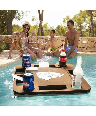 Floating Game or Card Table Tray for Pool or Beach Party Float Lounge Durable Foam Drink Holders with Waterproof Playing Card...