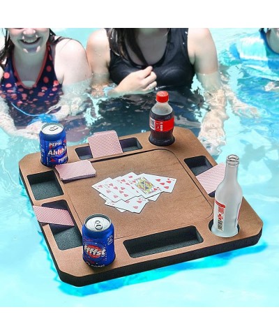 Floating Game or Card Table Tray for Pool or Beach Party Float Lounge Durable Foam Drink Holders with Waterproof Playing Card...